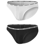 2 Pack Men's Low-Rise Sporty Ice-Silk Bikini with Mesh Front and U-Contour Pouch