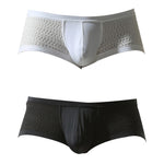2 Pack Men's Sexy Semi-Sheer Lace Mesh Trunks with Contoured U-Pouch