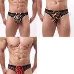3 Pack Men's Leopard Print Contoured Pouch Breathable Briefs
