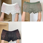 3 Pack Men's Ice Silk Breathable Lightweight 10A Antibacterial Lace Trunks