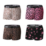 4-Pack Men's Leopard Print Mid-Rise Breathable Trunks