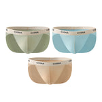 3 Pack Men's Ice Silk Lightweight & Transparent Skin-Feel Solid Color Briefs