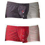 2 Pack Men's Fashionable Cotton Lounge Shorts with Stripe Patchwork