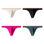 4 Pack Men's Low-Rise Solid Thongs with Reinforced Edging