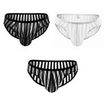 3 Pack Men's Sexy Striped Sheer Mesh Bikini