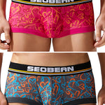 2 Pack Men's Odor-Control Breathable Printed Trunks