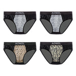 4-pack Men's Sexy Leopard Print Ice Silk Mesh Briefs