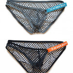 2 Pack Men's Low Waist Sexy Mesh Breathable Sports Transparent Briefs