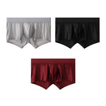 3 Pack Men's Wide Elastic Waistband Solid Color Enhancing Pouch Trunks