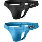 2 Pack Men's Sexy U-Pouch Sheer Icy Silk Seamless Comfort Firm Support Thongs