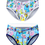2 Pack Men's Playful Cartoon No-Tag Comfortable and Breathable Briefs