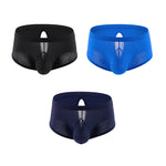 3 Pack Men's High Stretch Sexy Quick-Dry Stay-Put Fit Sporty Cut Solid Color Trunks