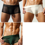 3 Pack Men's Striped Mesh Trunks with Comfort Pouch