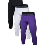 3 Pack Men's Solid Color All-Season Durability & Utility Activewear Tights