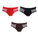 3 Pack Men's Mid-Rise Cotton Striped Briefs
