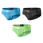 3 Pack Men's Single-Layer Sheer Ice Silk U-Pouch Low-Rise Briefs