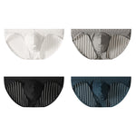 4 Pack Men’s Ice Silk Striped Briefs with Contoured Fit, Breathable Stretch Underwear