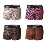 4-Pack Men's Leopard Print Mid-Rise Breathable Trunks