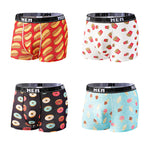 4 Pack Men's Bold Prints Mid-Rise Seamless Comfort Trunks