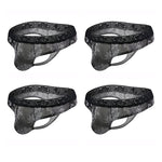 4 Pack Men's Lace Comfy Waistband U-Pouch Thongs