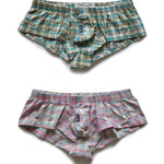 2 Pack Men's Button Fly Plaid Print Comfort Breathable Trunks