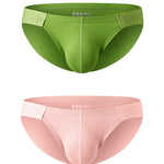 2 Pack Men's Solid Color Low Rise Sweat-Absorbent Large U-Shaped Small Pocket Briefs