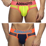 2-pack Men's Neon Mesh High-elastic U-convex Three-dimensional Pouch Sports Briefs