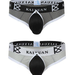 2 Pack Men's Breathable Mesh Removable U-Shaped Pocket Thongs