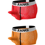 2 Pack Men's Ice Silk Lace Solid Sexy Trunks