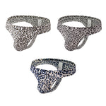 3 Pack Men's Leopard Print Quick-Dry Ultra-Light Chafe-Free Design Thongs