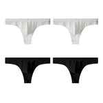 4-Pack Men's Seamless Solid Color Stretch Fit Ice Silk Thong