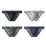 4 Pack Men's Trendy Print Low-Rise U-Pouch & Breathable Mesh Briefs