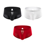 3 Pack Men's High Stretch Sexy Quick-Dry Stay-Put Fit Sporty Cut Solid Color Trunks