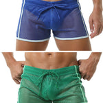 2 Pack Men's Hollow Out Breathable Lounge Sports Shorts