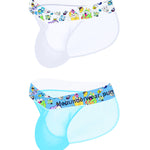 2 Pack Men's High-Cut Cartoon Waistband Breathable Semi-Transparent Bikini