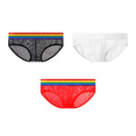 3 Pack Men's Stretchy Mesh Rainbow Style Lightweight Breathable Bikinis