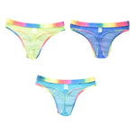 3-pack Men's Rainbow Trim Sheer Mesh Thong