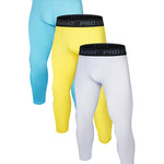 3 Pack Men's Solid Color All-Season Durability & Utility Activewear Tights