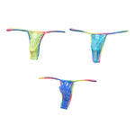 3-pack Men's Sexy Rainbow Transparent Convex Pouch Breathable Thong