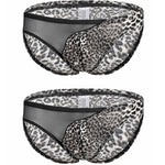 2 Pack Men's Second-Skin Feel Leopard Print Design Briefs