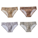 4 Pack Men's U-Pouch Leopard Print Sexy & Contour Fit Briefs