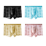 4 Pack Men's Ice Silk Antibacterial Mid-Rise Seamless Comfort Trunks