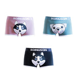 3 Pack Men's Comfortable Cotton Printed Mid-Rise Anti-Chafing Trunks