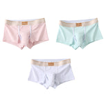 3 Pack Men's Elephant Trunk Separate Cotton Sexy Mid-Rise Solid Color Trunks