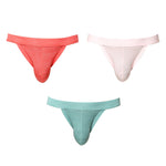 3 Pack Men's Breathable Mesh Odor-Resistant Solid Color Sexy Briefs