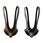 2 Pack Men's Stretchy Faux Leather Fashion Suspenders Bodysuits