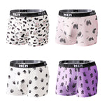 4-Pack Men's Trendy Print Ice Silk Mid-Rise Trunks