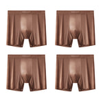 4 Pack Men's Seamless Premium Ice Silk Mesh Breathable Boxer Briefs