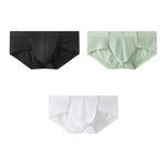 3 Pack Men's Skin-Friendly Solid Color Supportive Pouch Stretch Fit Cooling Briefs