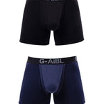 2 Pack Men's Solid Color Bullet Separated U-Pocket Plush Boxer Briefs